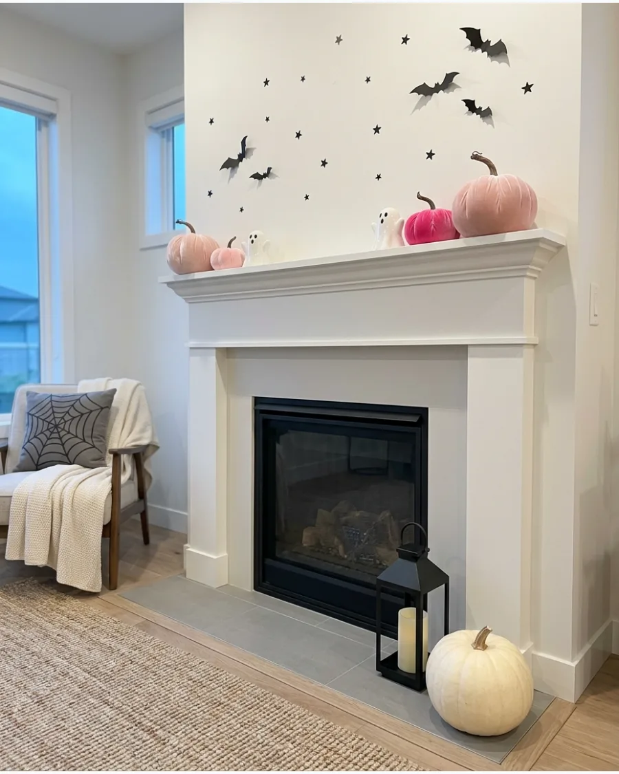 14. Pink Halloween Ghost Mantel