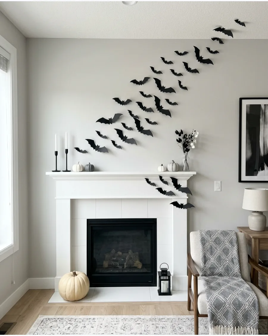 2. Minimalist Flying Bat Mantel