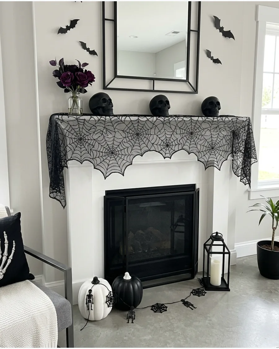 22. Black Lace Mantel Scarf