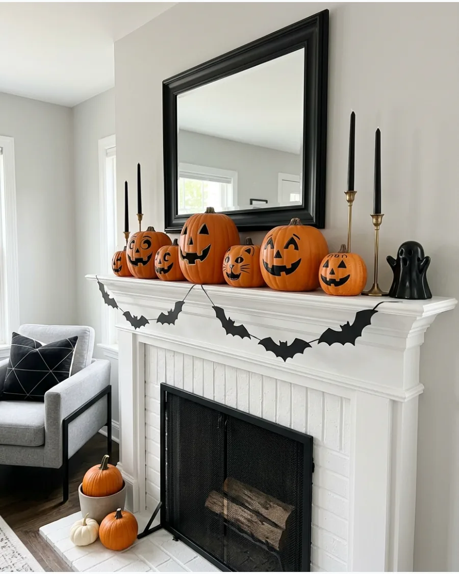 35. Painted Jack-O’-Lantern Mantel