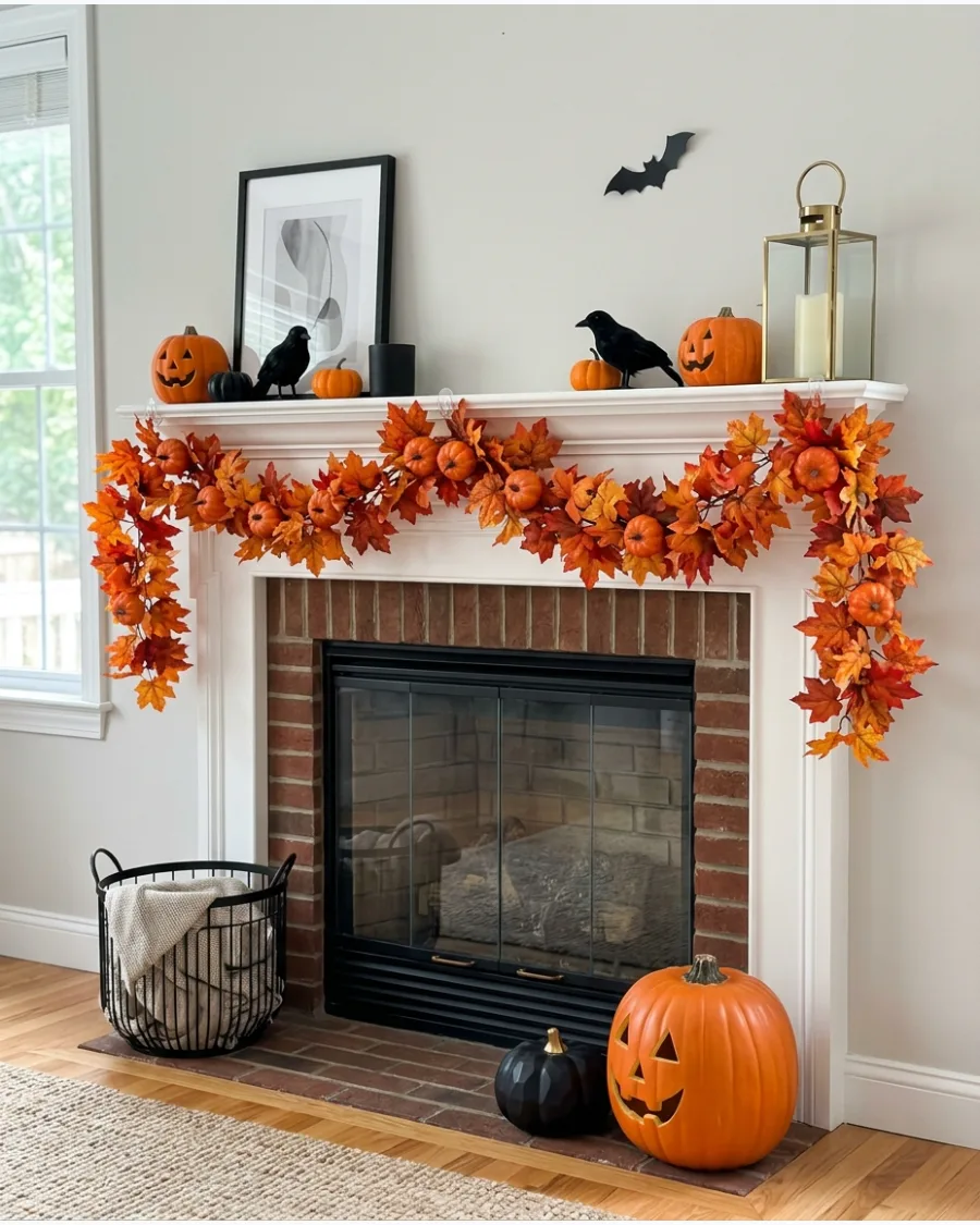 37. Pumpkin and Fall Leaf Garland