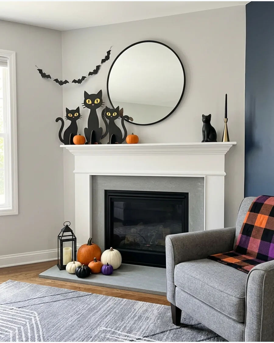 41. Vintage Black Cat Mantel
