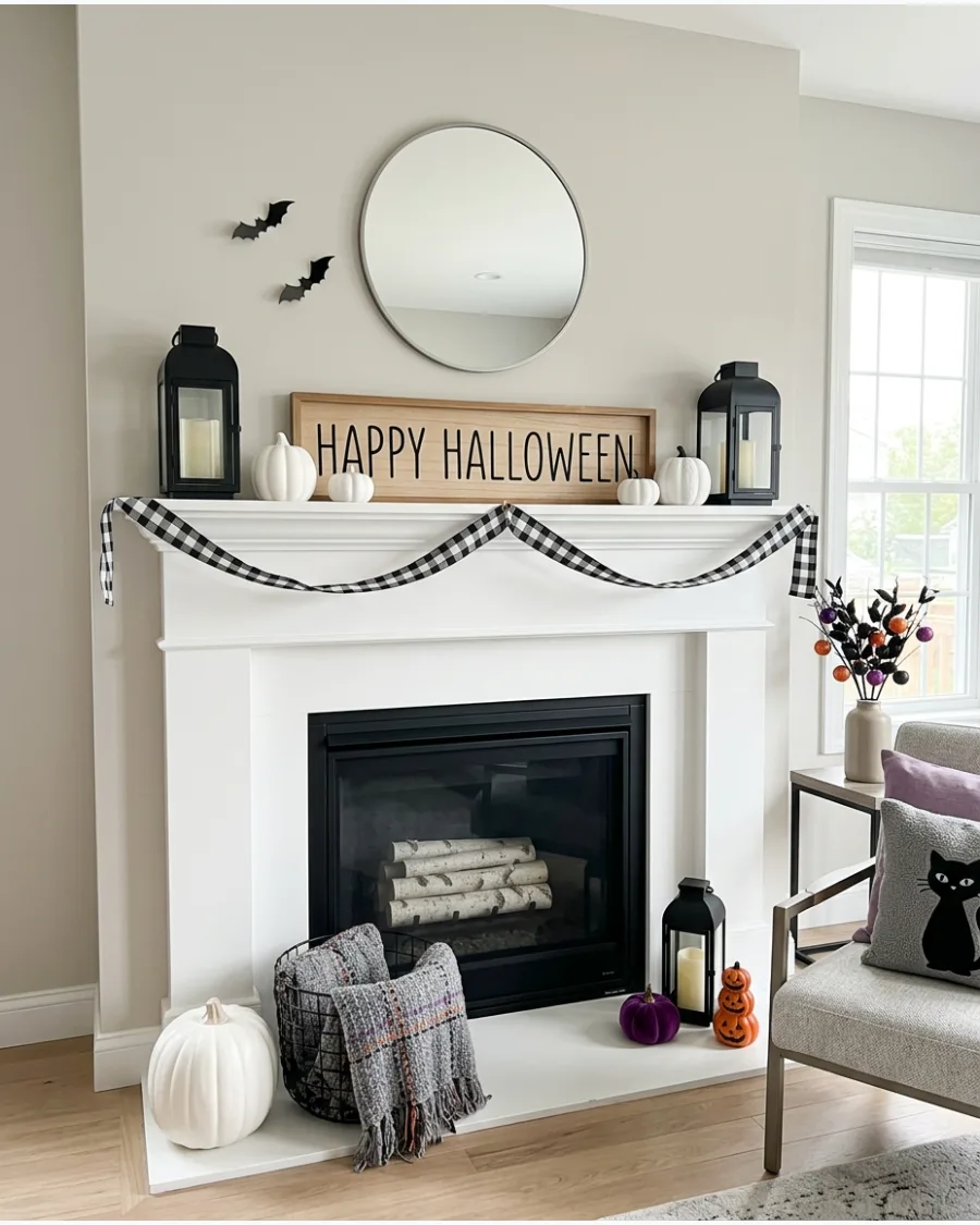 42. Farmhouse Halloween Mantel