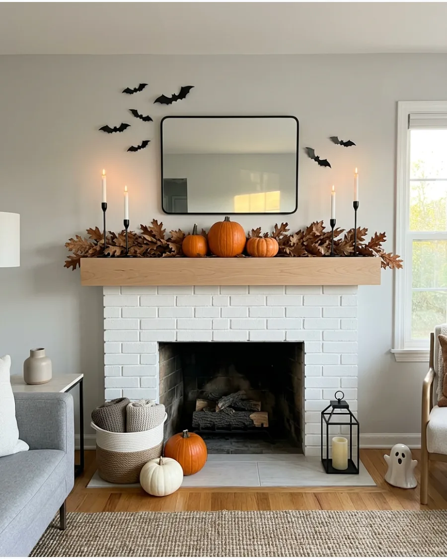 45. Rustic Halloween Mantel