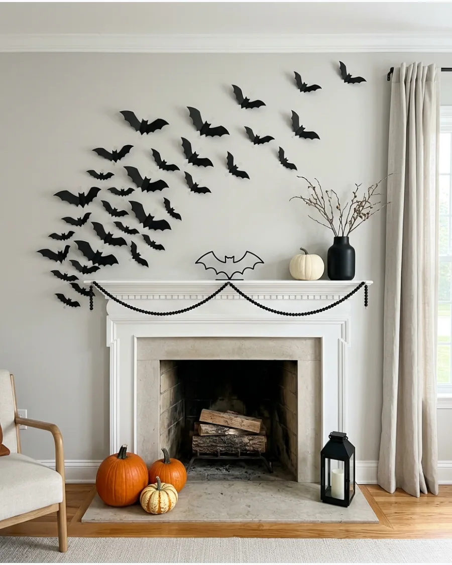 46. DIY Paper Bat Mantel