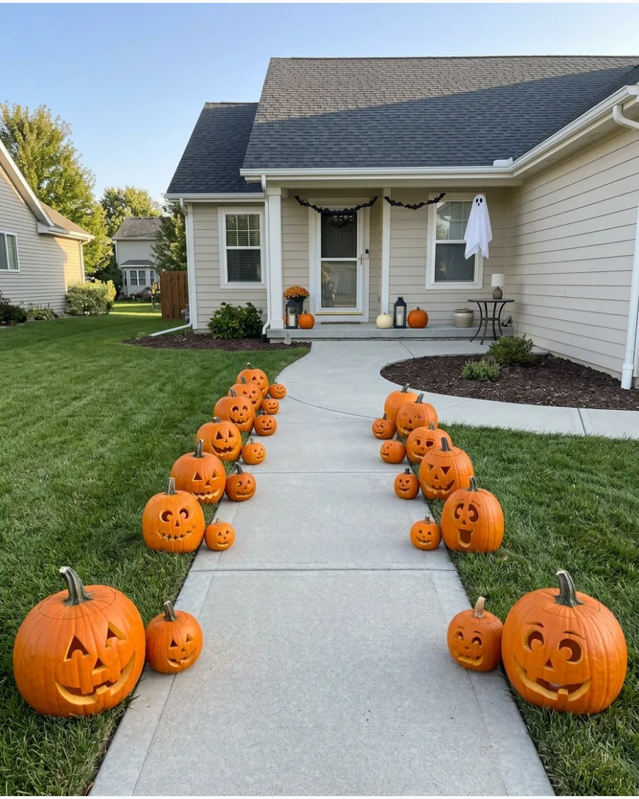 1. Classic Jack-o’-Lantern Walkway