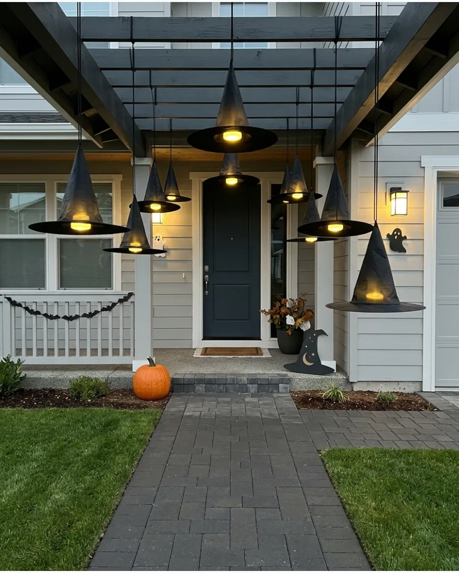 44. Suspended Glowing Witch Hat Path