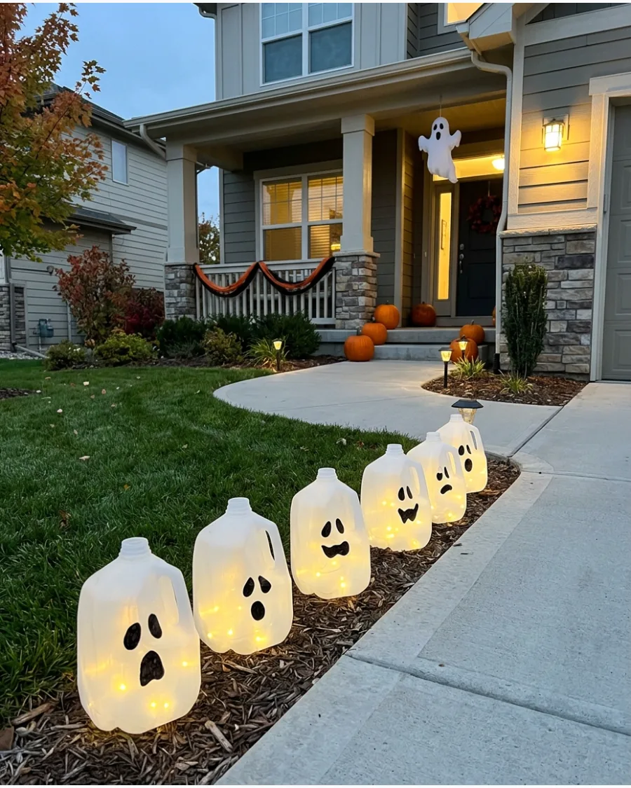 5. Glowing Milk-Jug Ghosts