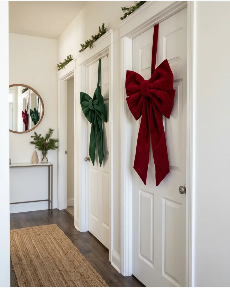 18. Oversized Velvet Bows on Hallway Doors