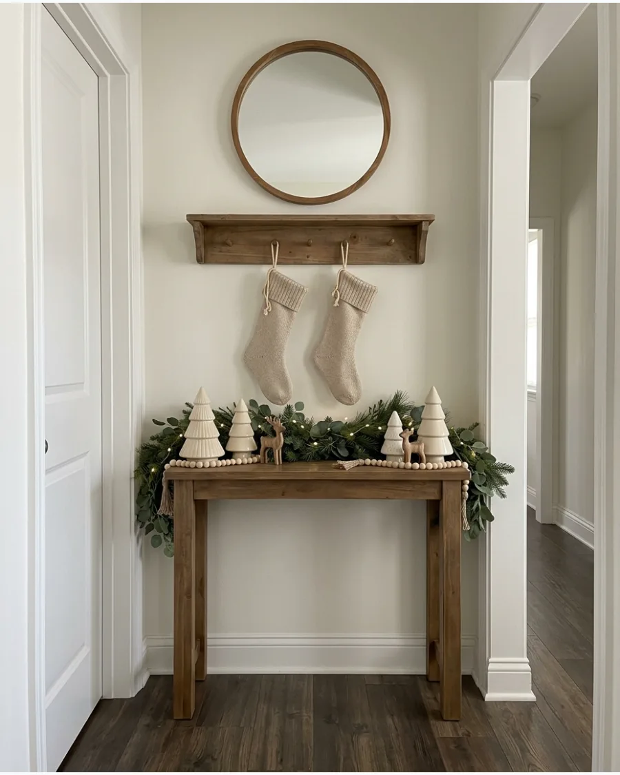 25. Neutral Christmas Console Table
