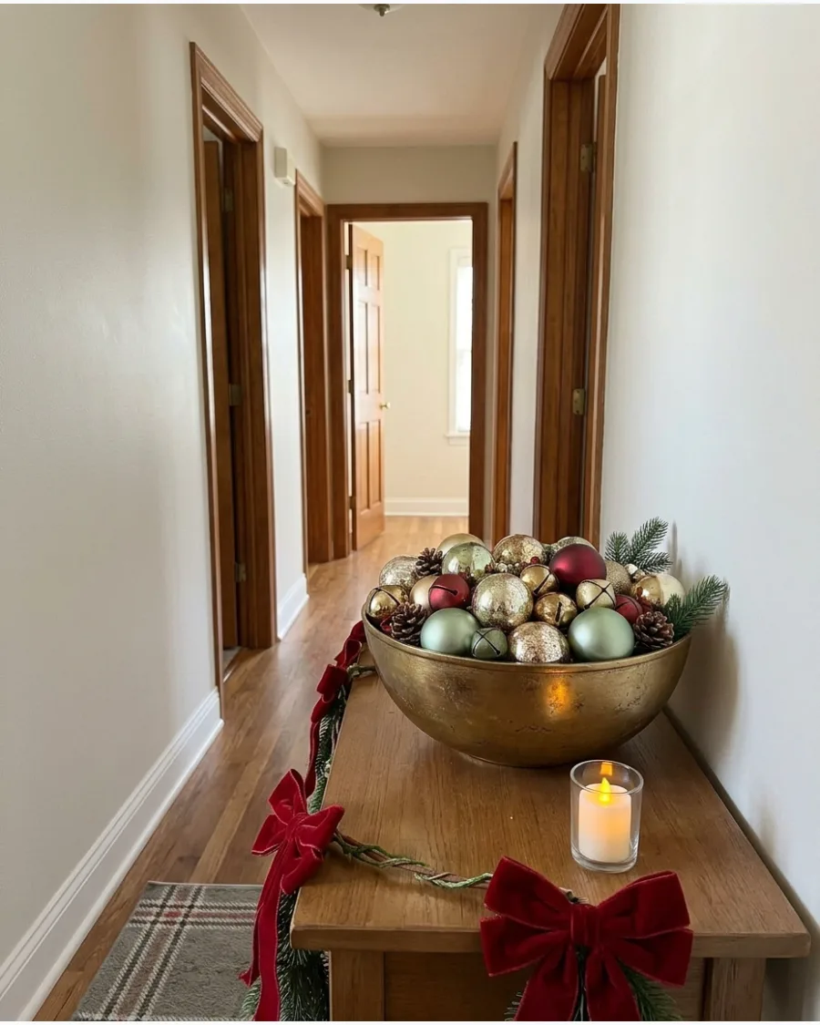 28. Bowl Filled With Christmas Ornaments