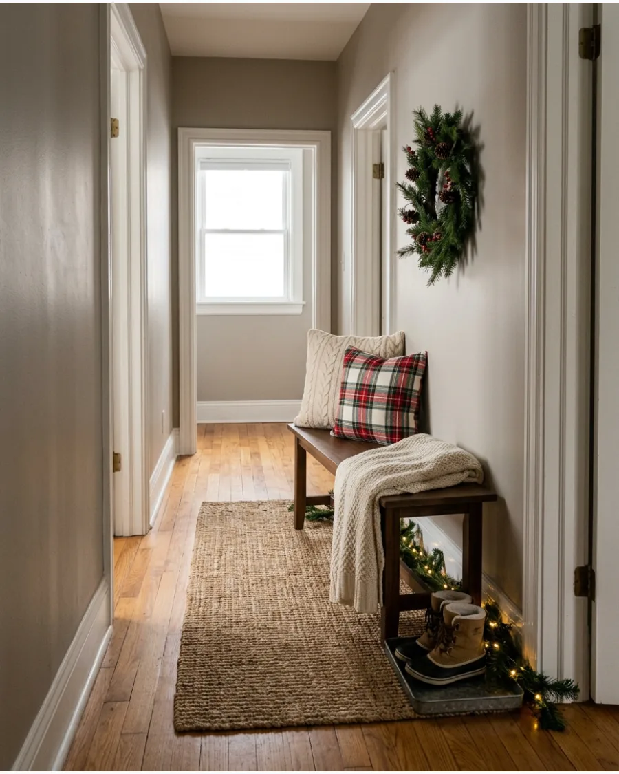 29. Hallway Bench With Christmas Pillows