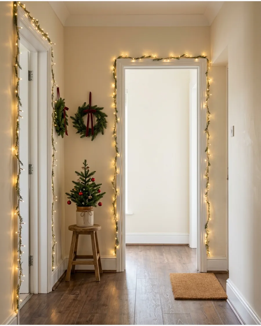 32. Twinkle Lights Around Hallway Door Frames