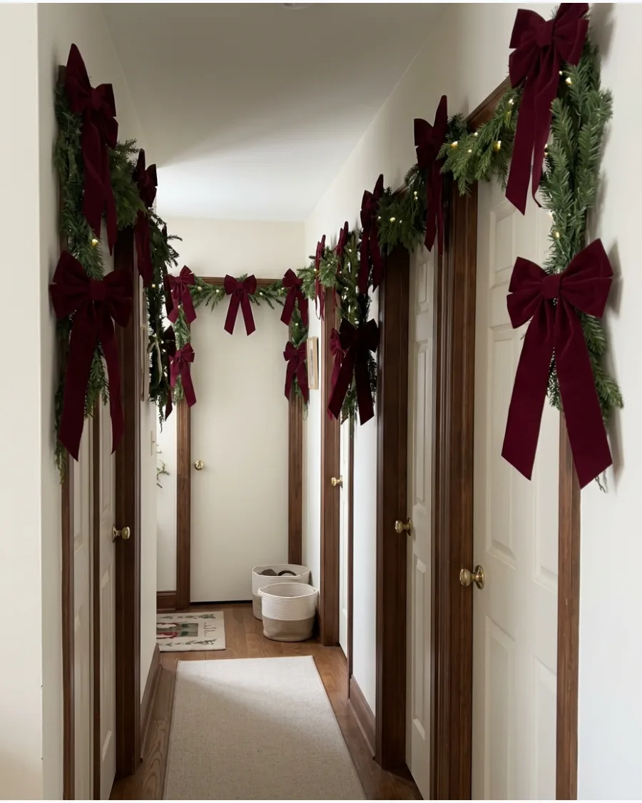 4. Burgundy Velvet Bow Garland