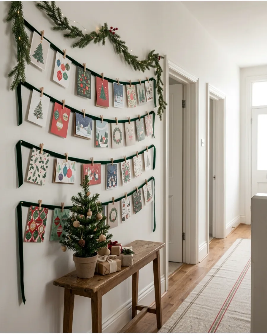 44. Christmas Card Display Along the Wall