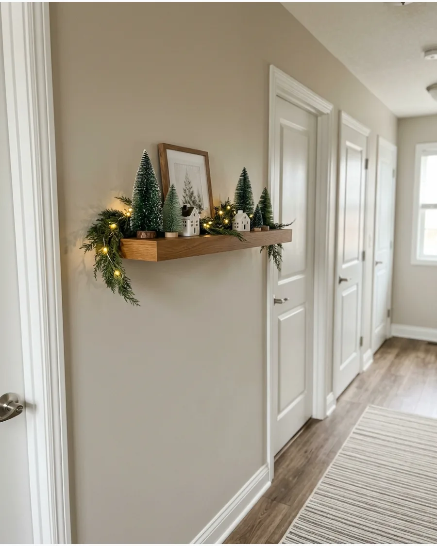 45. Small Hallway Shelf Christmas Display