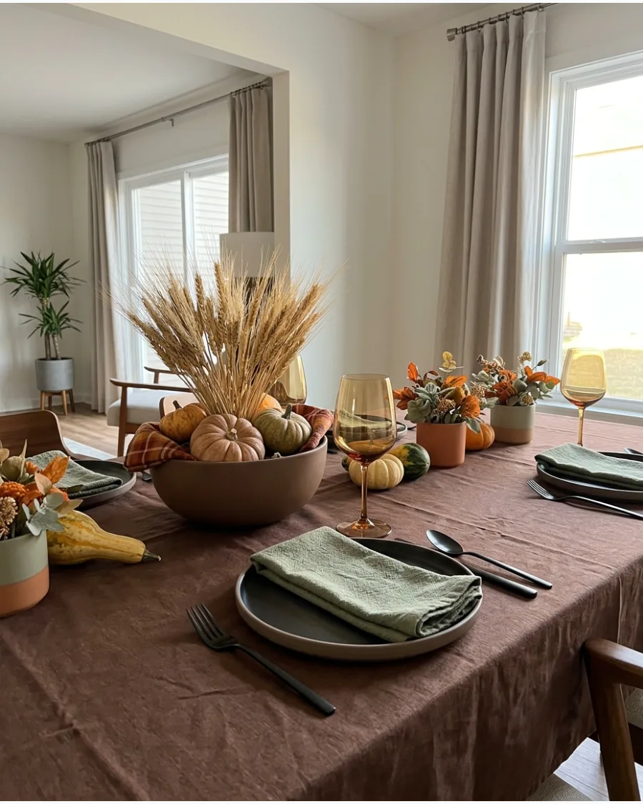 13. Modern Chocolate Brown Thanksgiving Tablescape