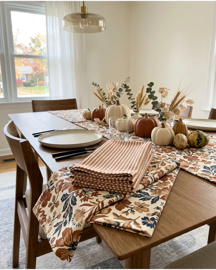26. Modern Pattern-Mixed Thanksgiving Tablescape
