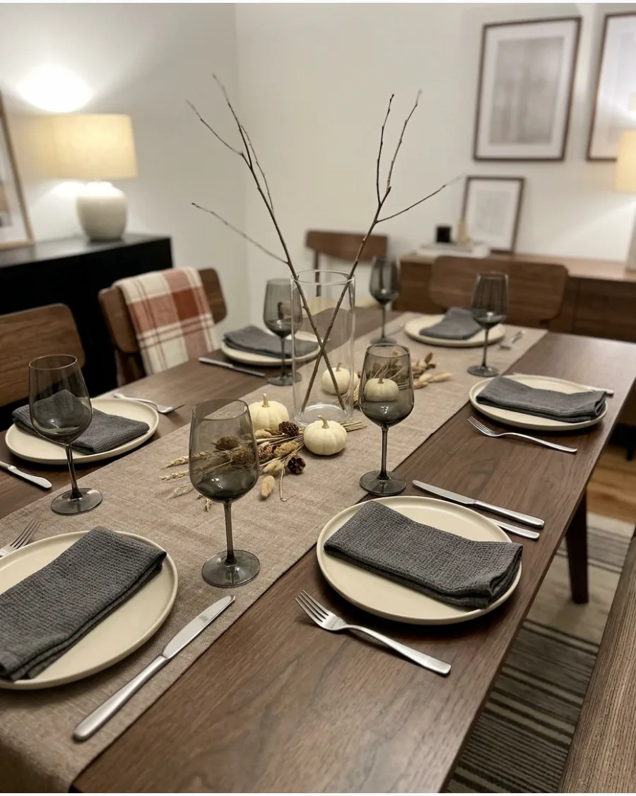 3. Modern Taupe Thanksgiving Tablescape