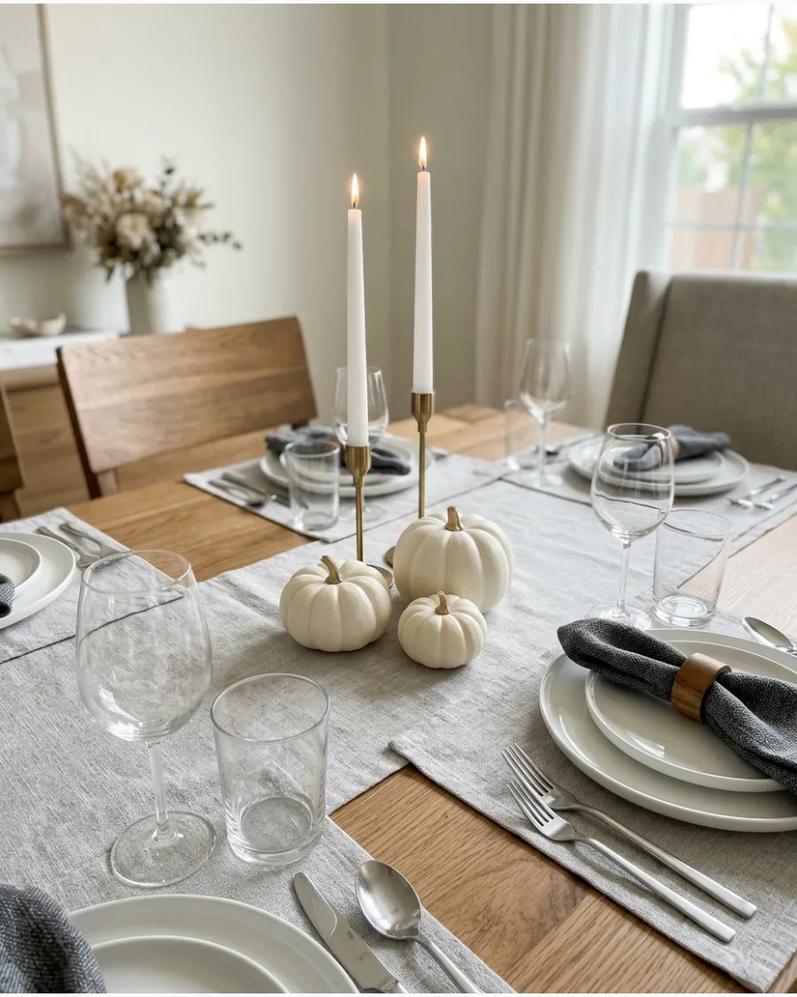 33. Modern Pumpkin and Candle Tablescape
