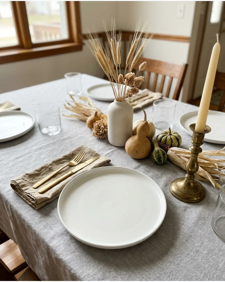 50. Modern Thanksgiving Tablescape With Vintage Accents