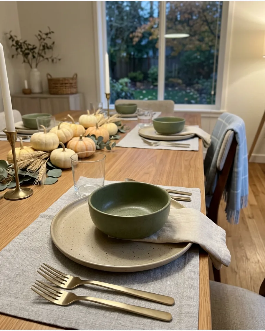 6. Modern Stoneware Thanksgiving Tablescape