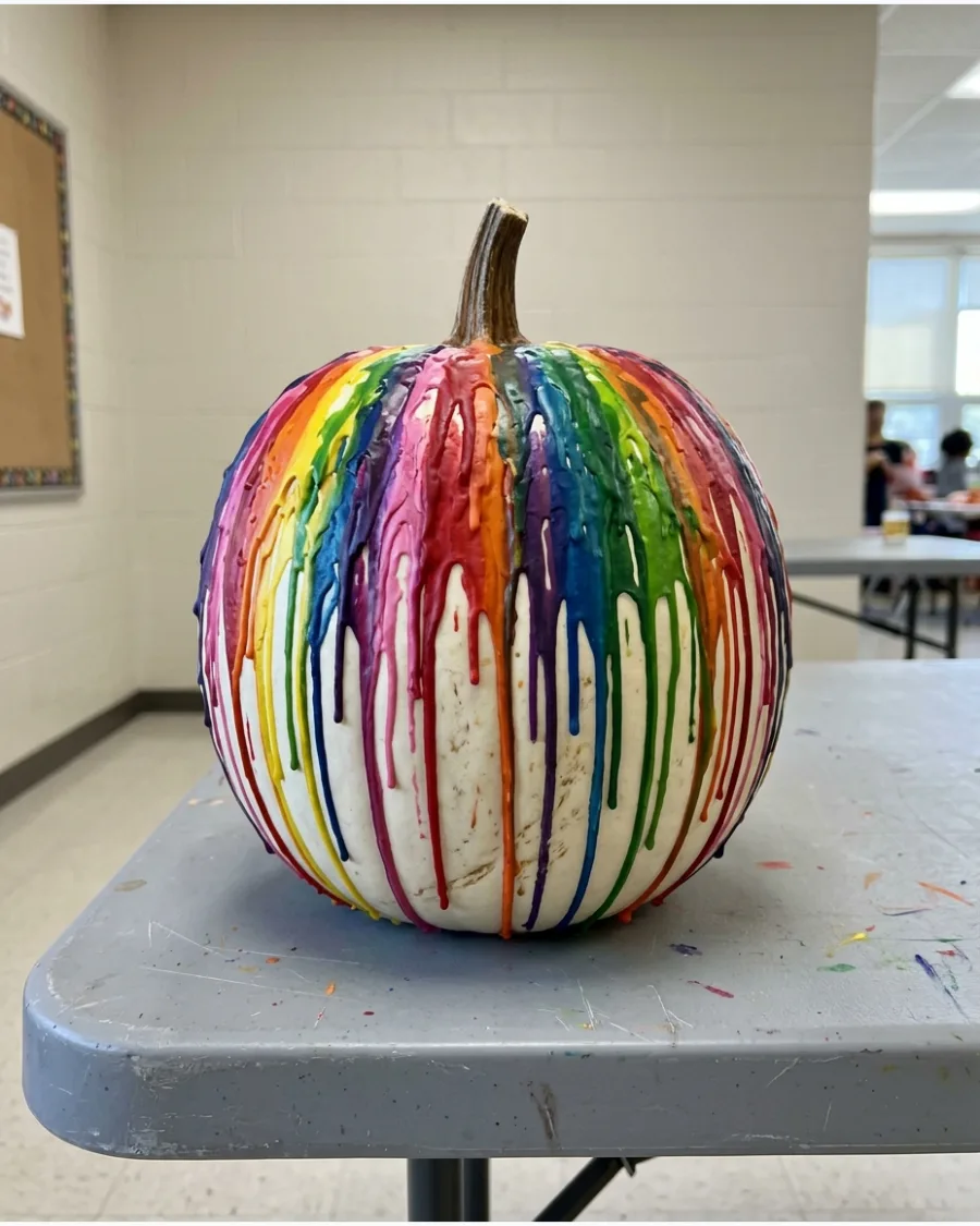 1. Melted Crayon Pumpkin
