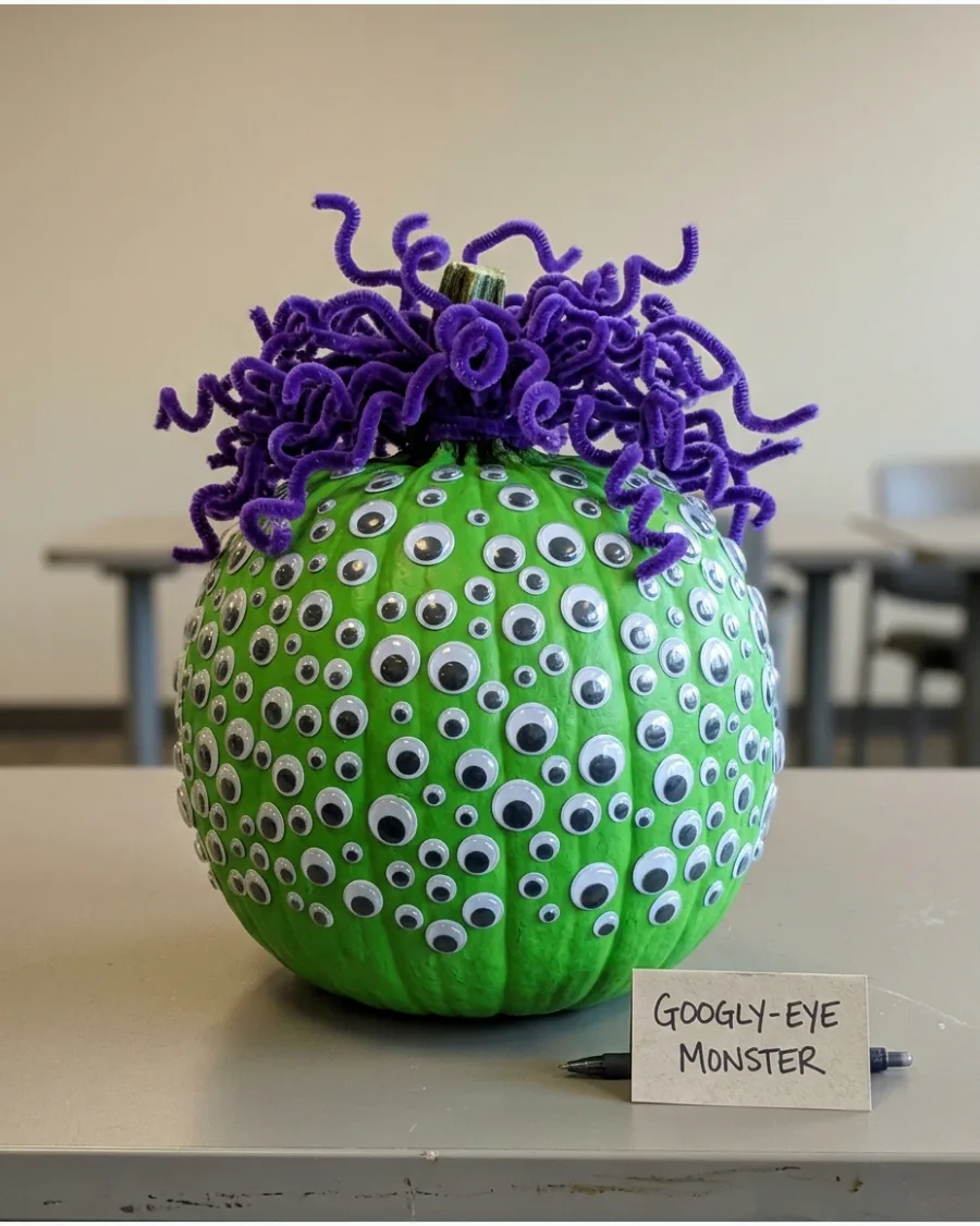6. Googly-Eye Monster Pumpkin