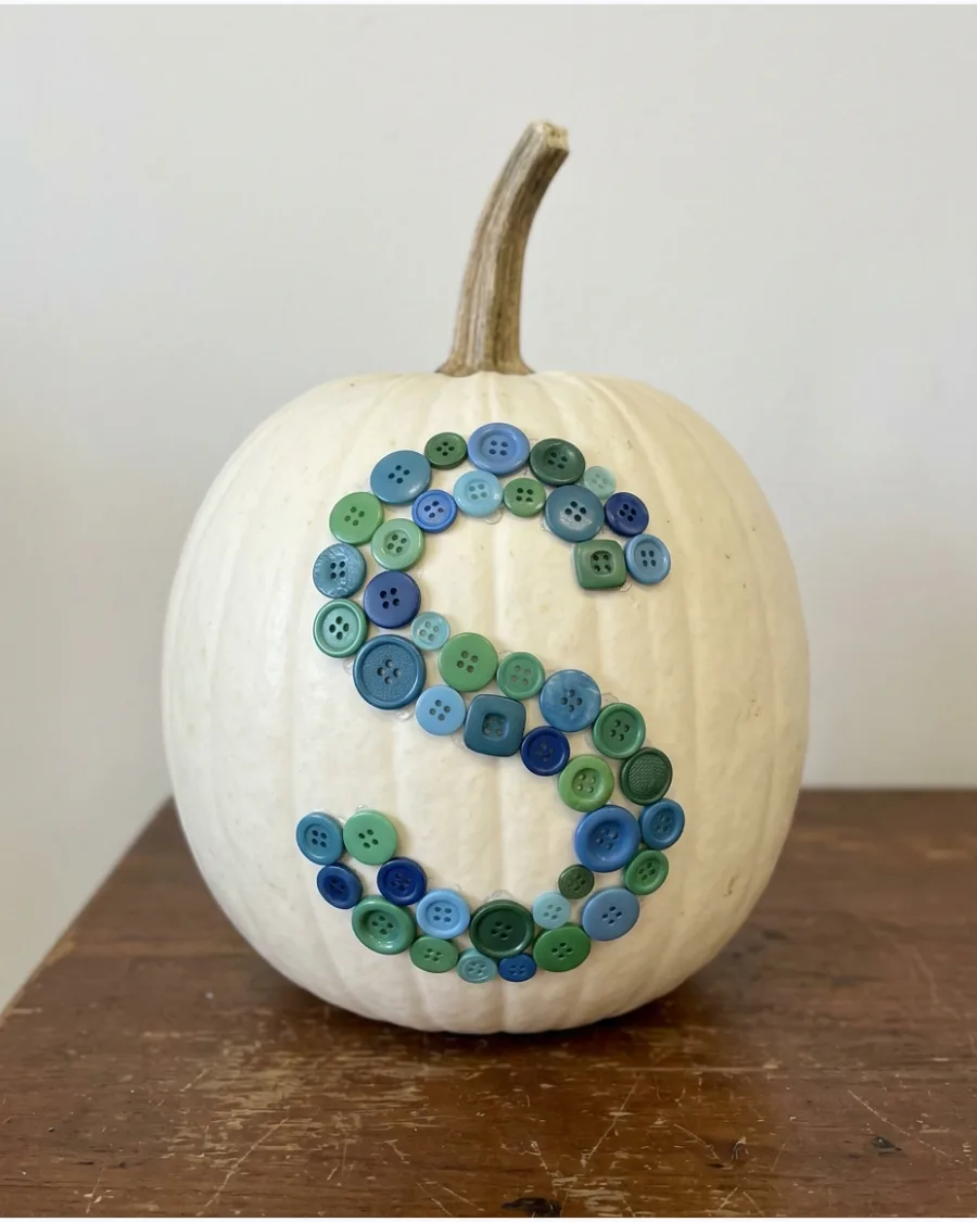 7. Button-Covered Pumpkin