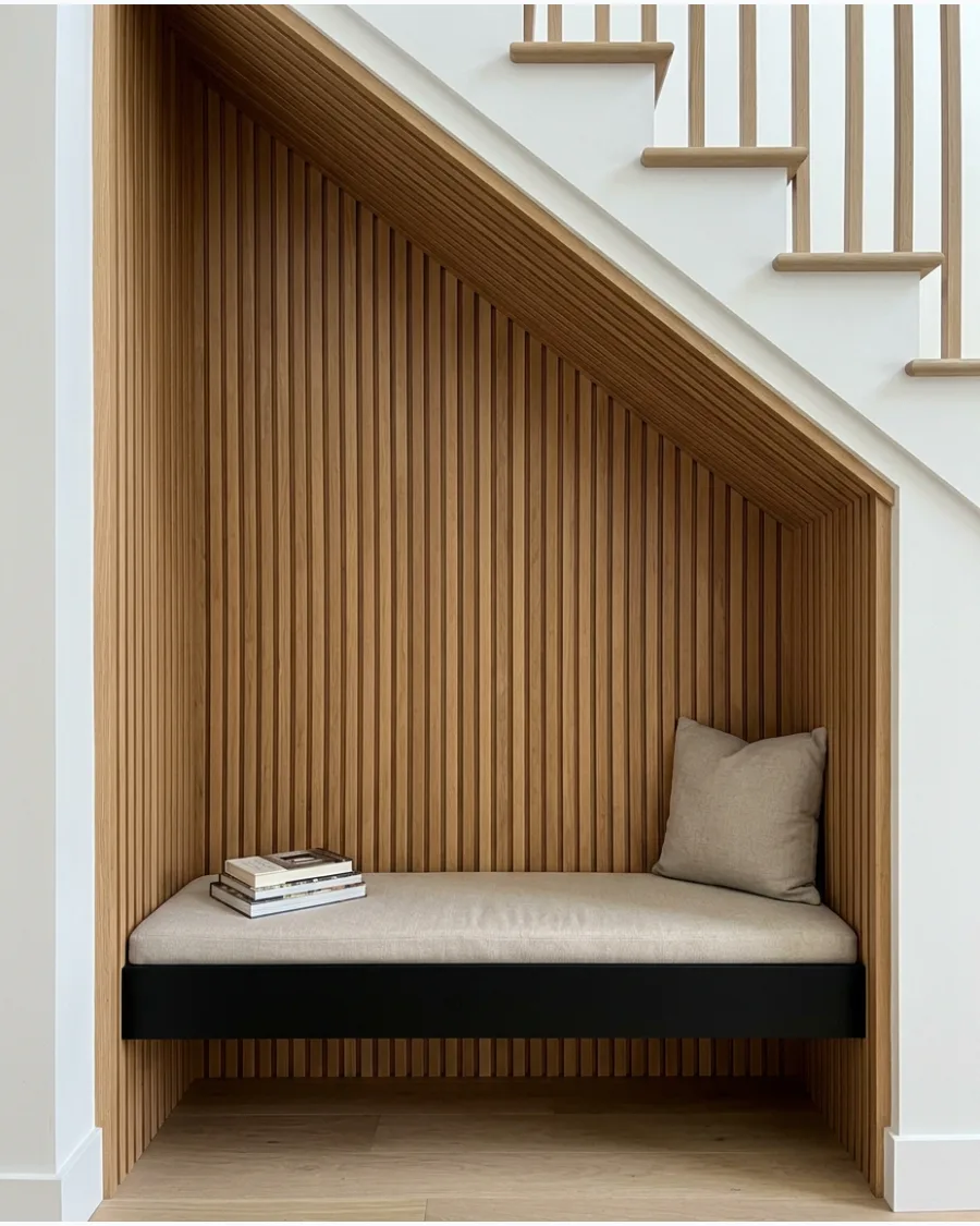 13. Modern Wood Slat Nook