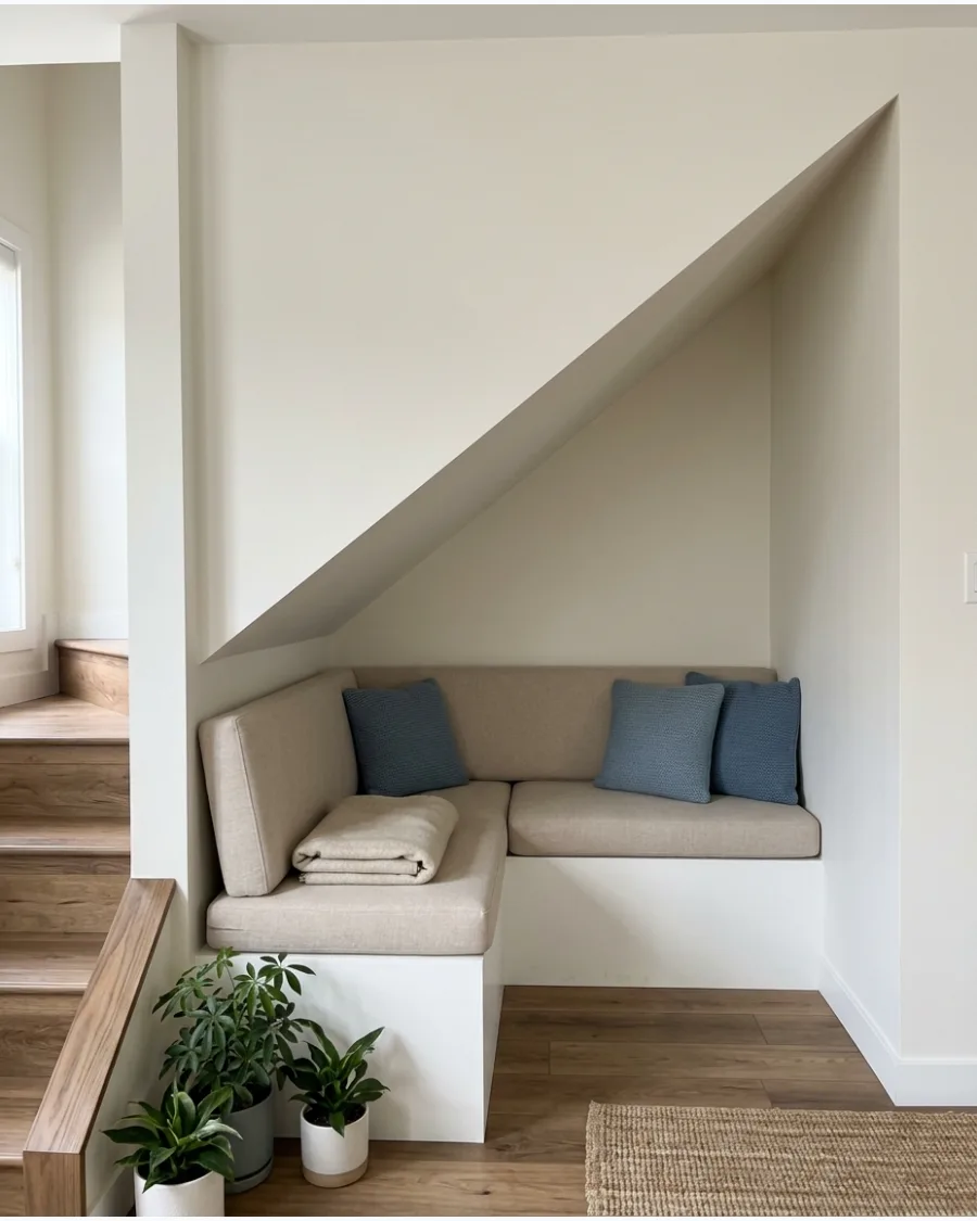 17. Corner Lounge Nook Under Stairs