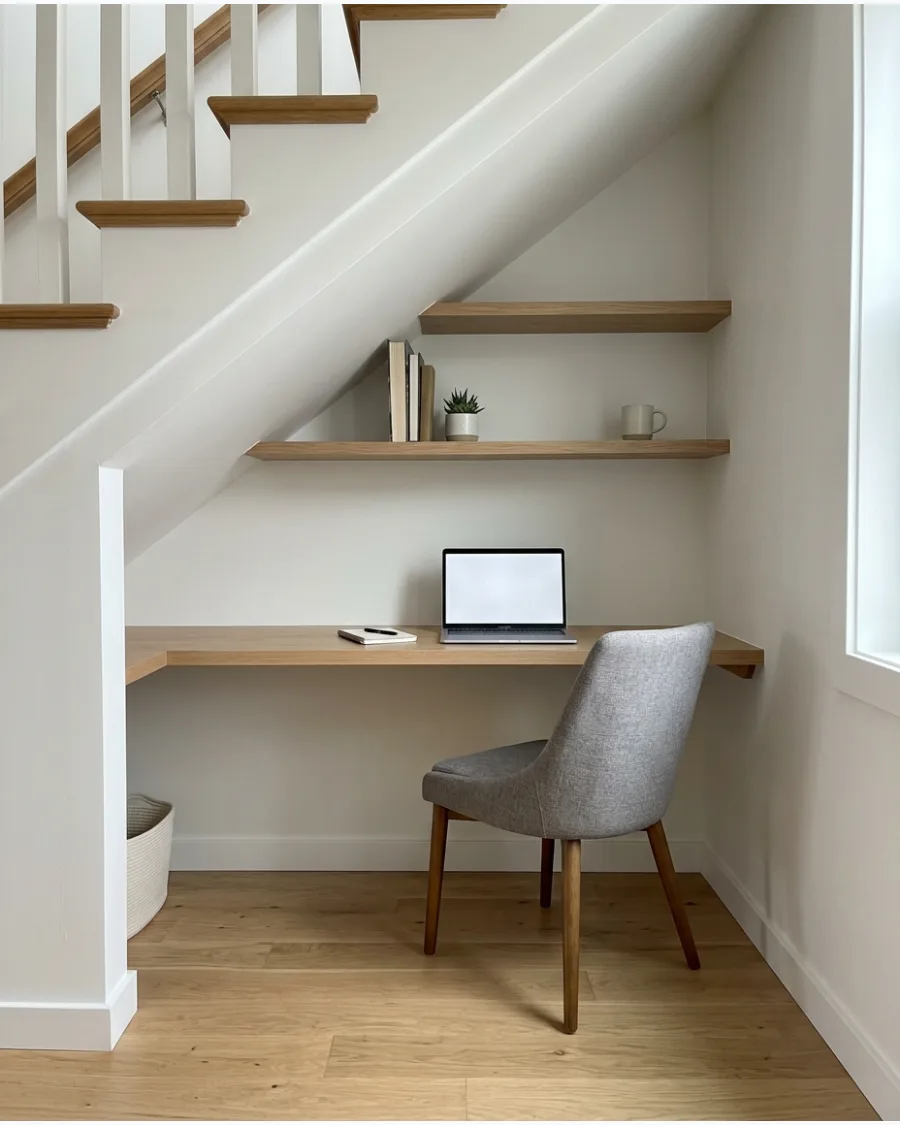 22. Small Home Office With Floating Desk
