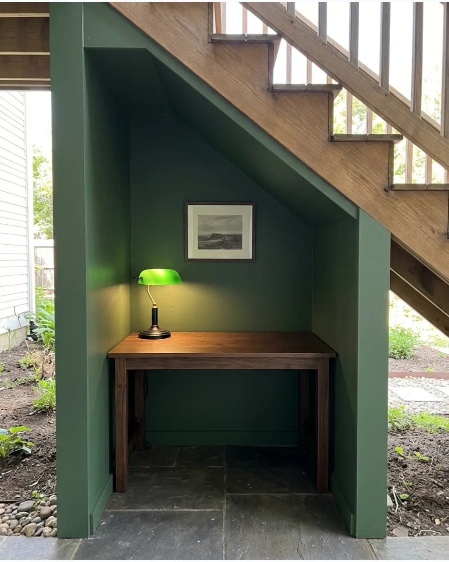 23. Dark and Moody Office Nook