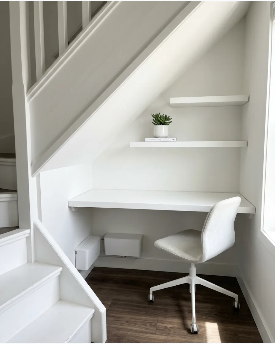 24. Minimal White Office Nook