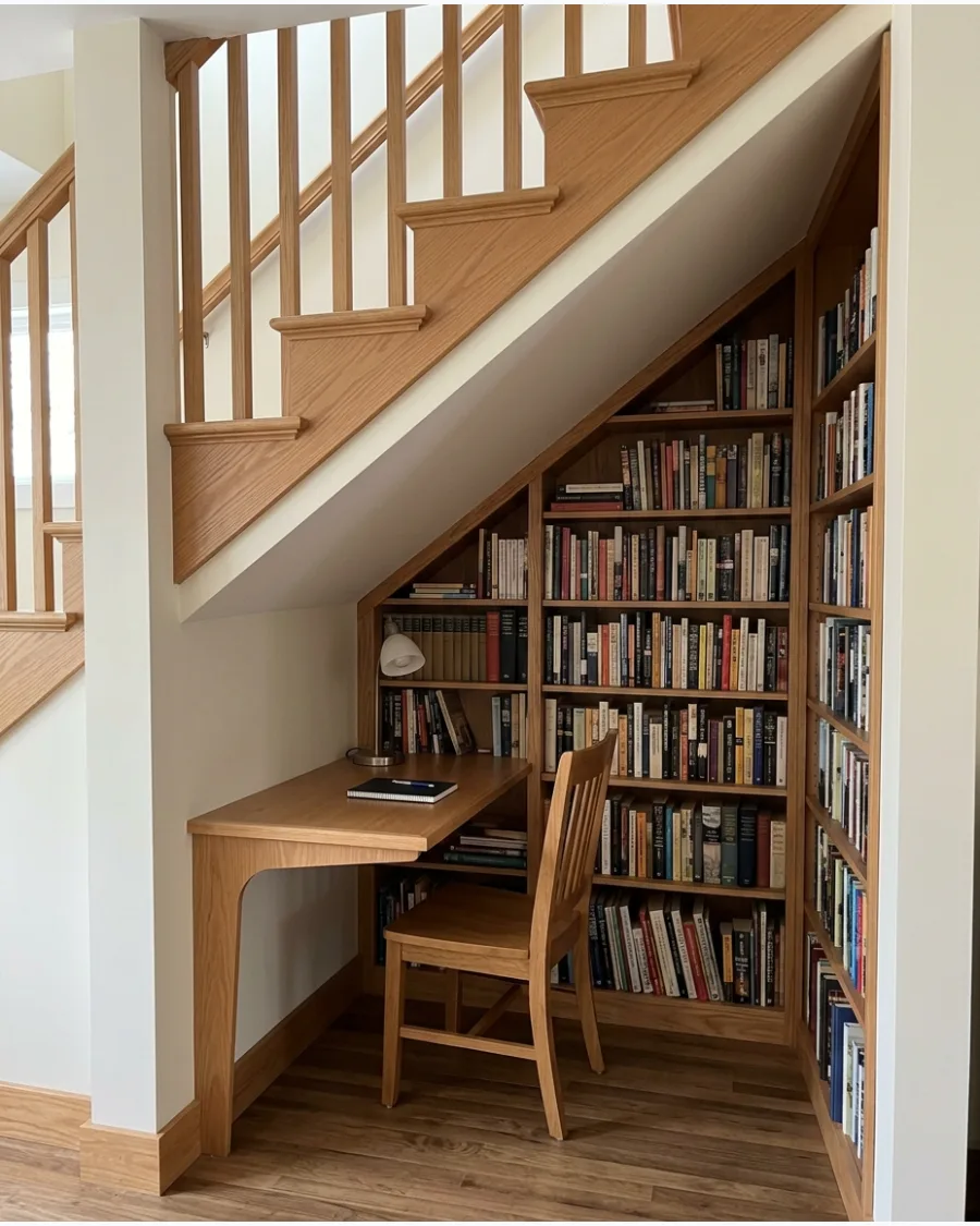 29. Library and Desk Nook Under Stairs