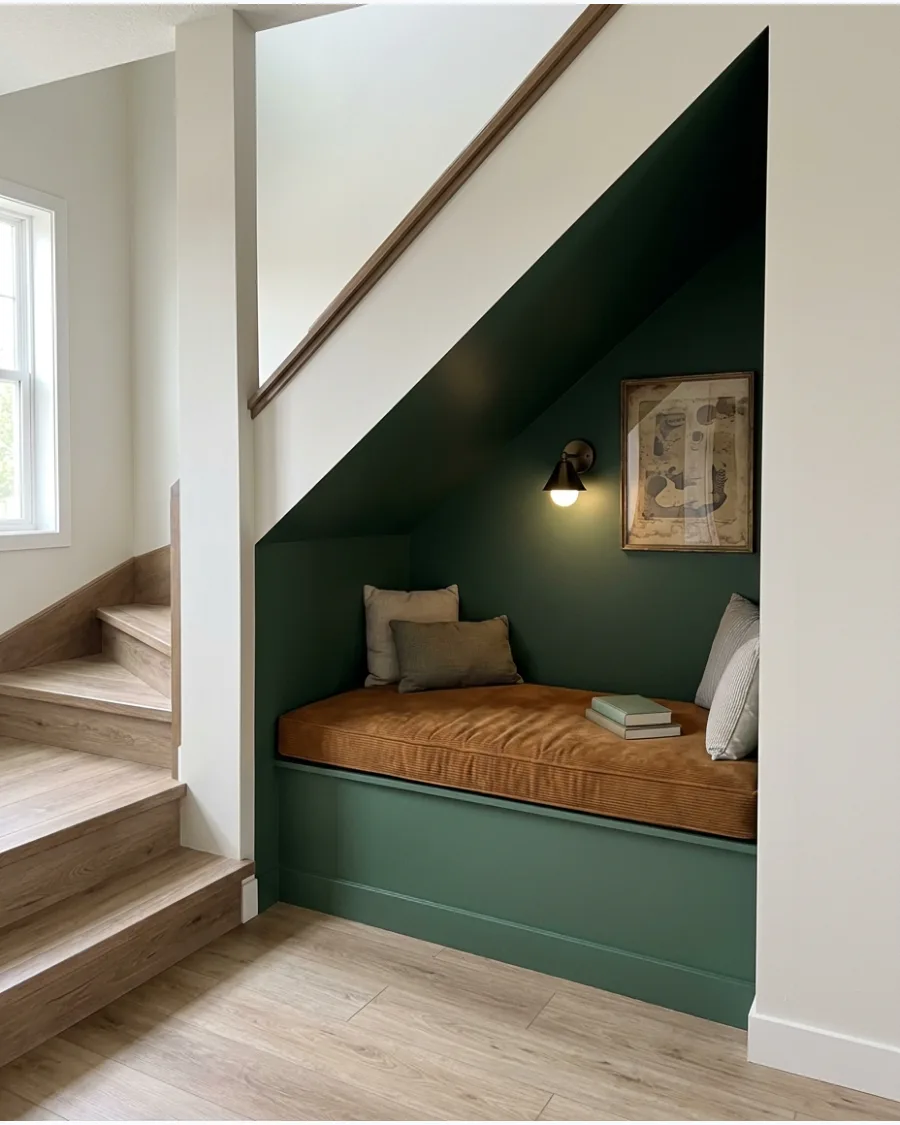 3. Moody Green Reading Nook