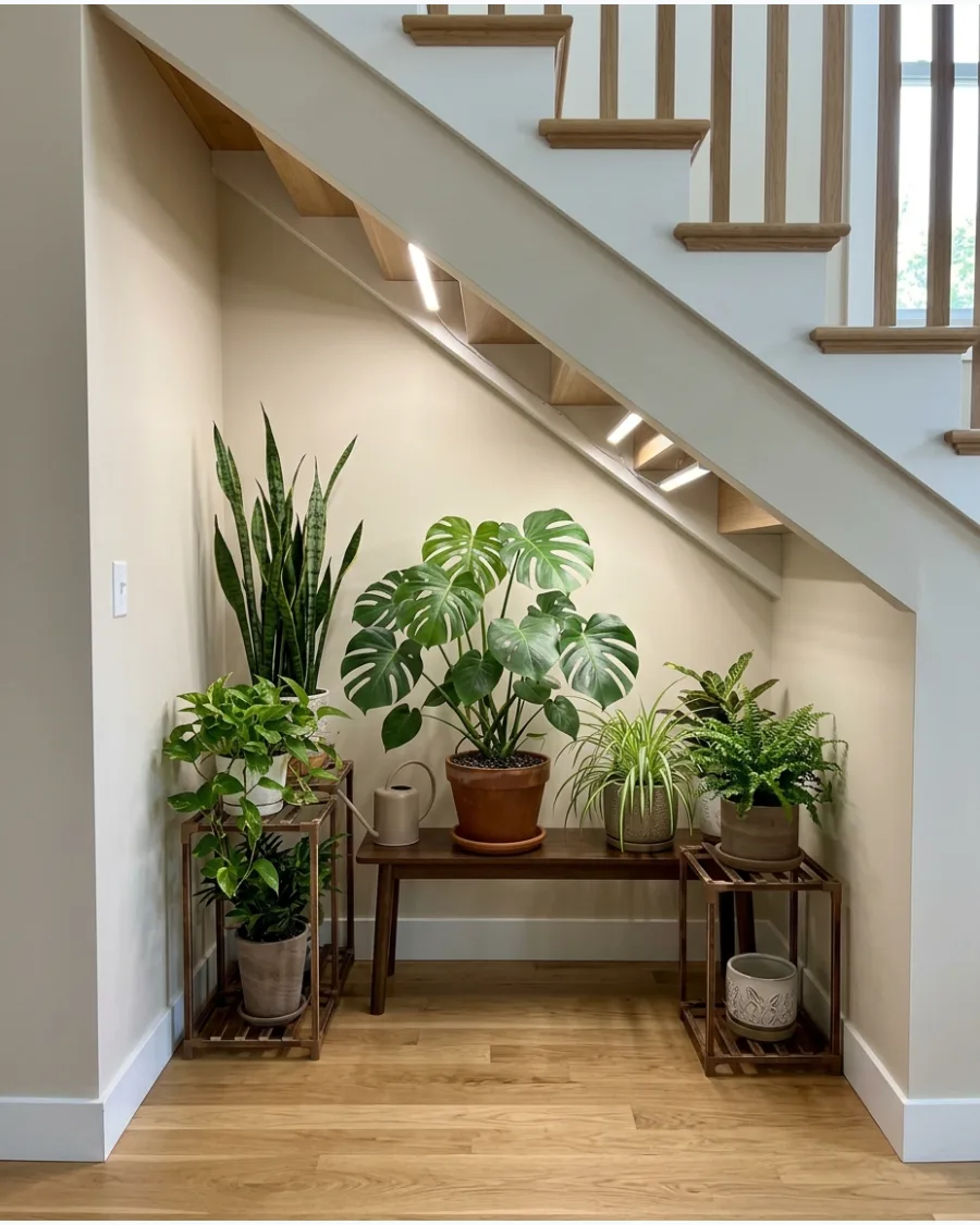 43. Plant Nook Under Stairs
