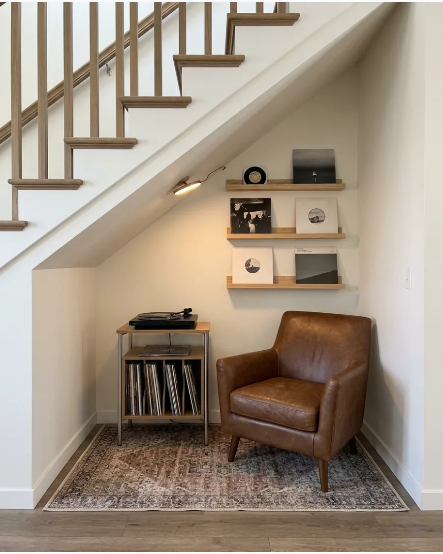 46. Music Listening Nook Under Stairs