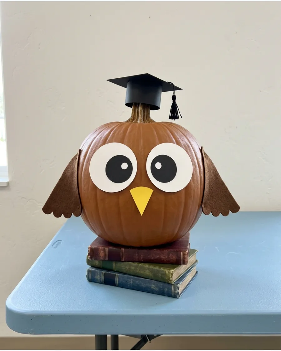 15. Reading Owl Pumpkin