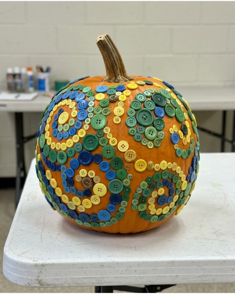 3. Button-Covered Pumpkin