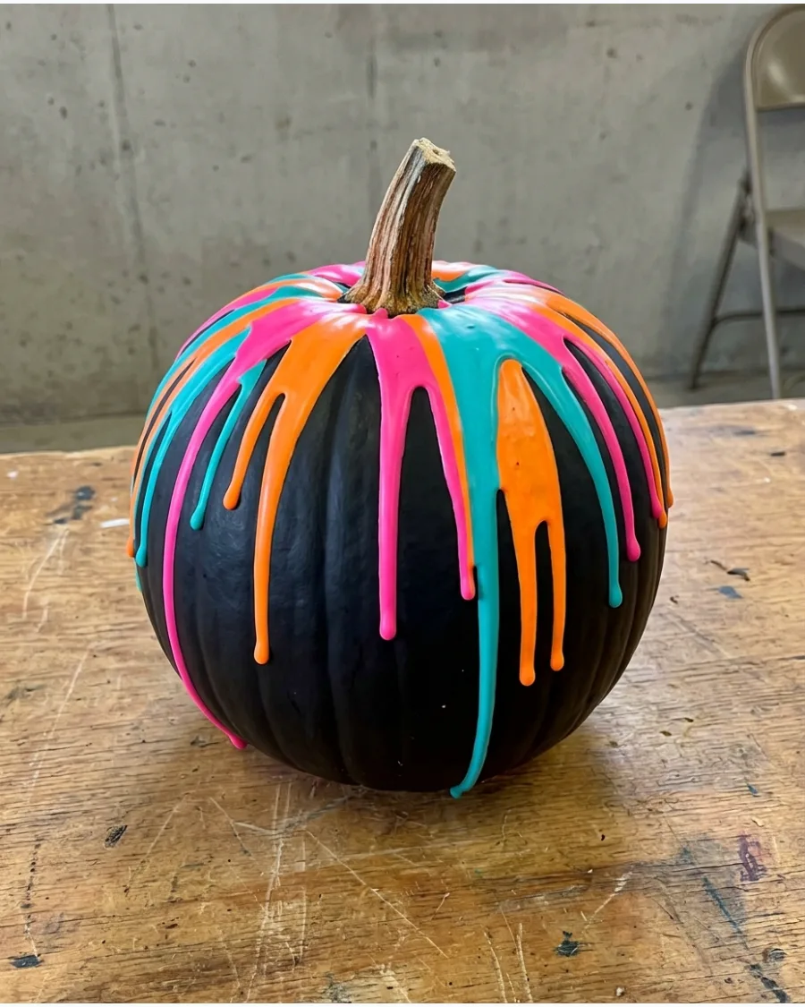 4. Rainbow Drip Pumpkin