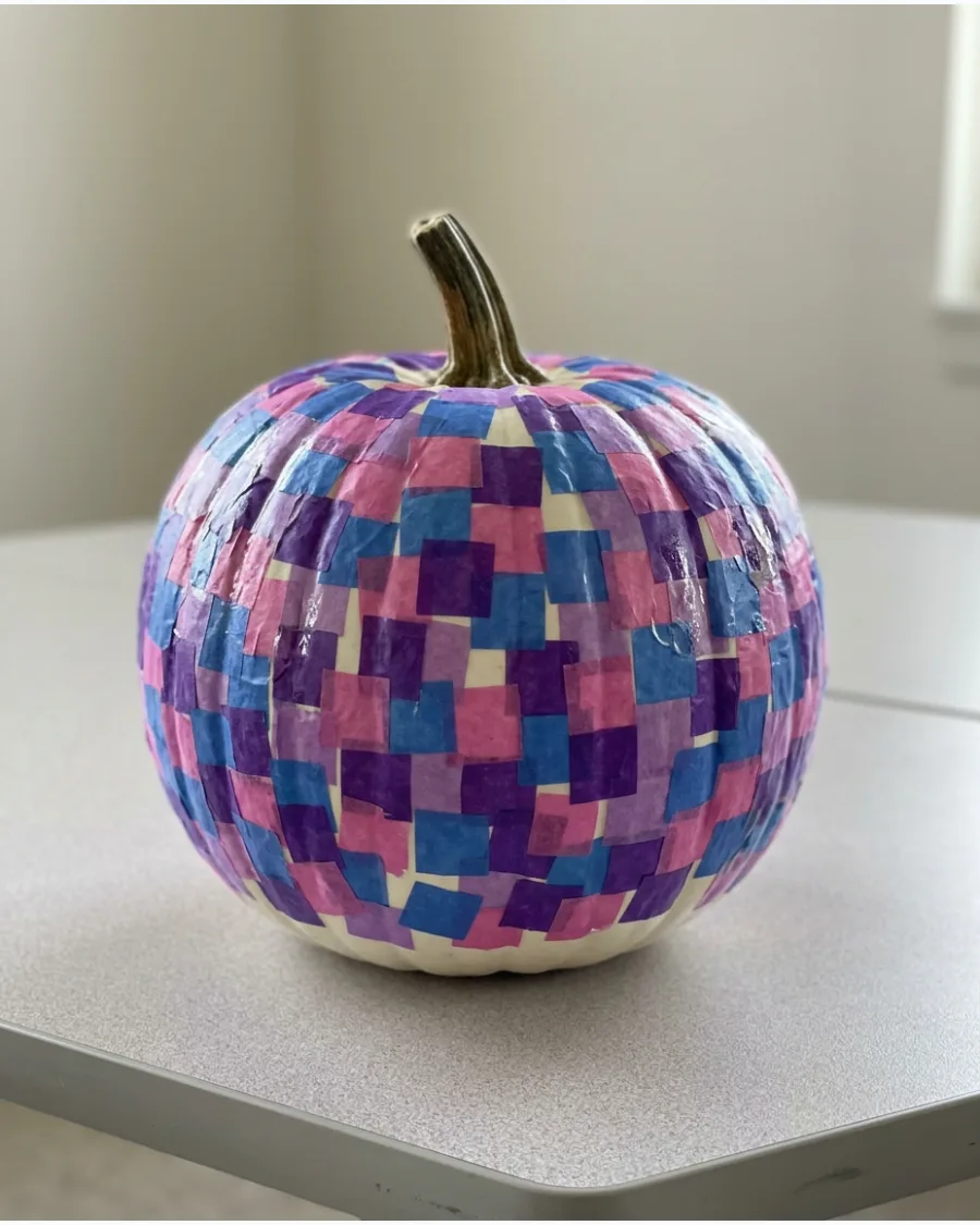 5. Tissue-Paper Mosaic Pumpkin