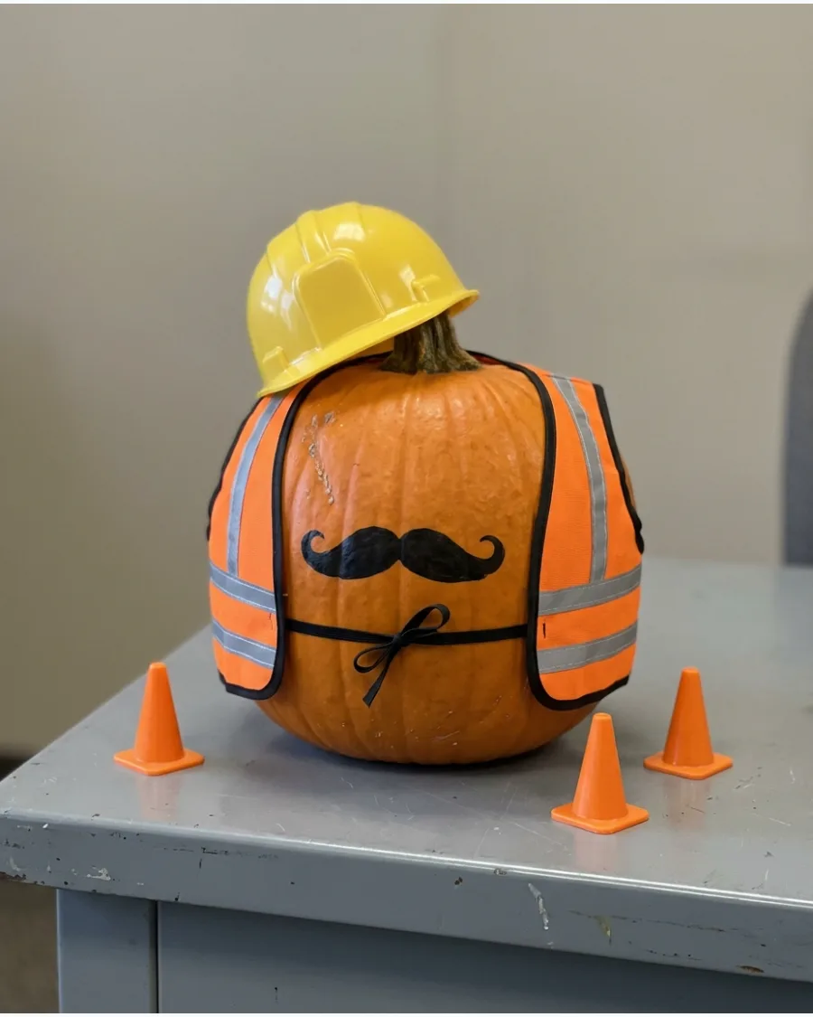 62. Construction Worker Pumpkin