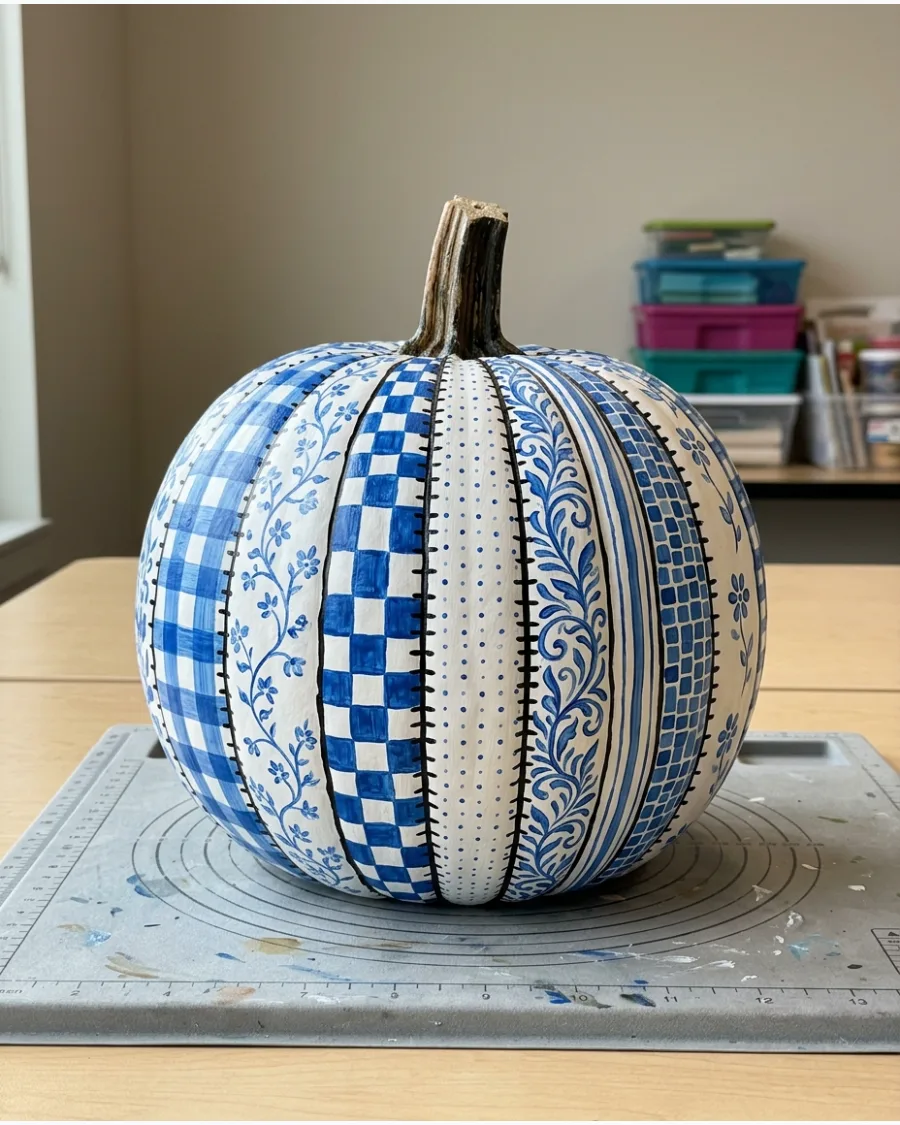 83. Painted Patchwork Pumpkin