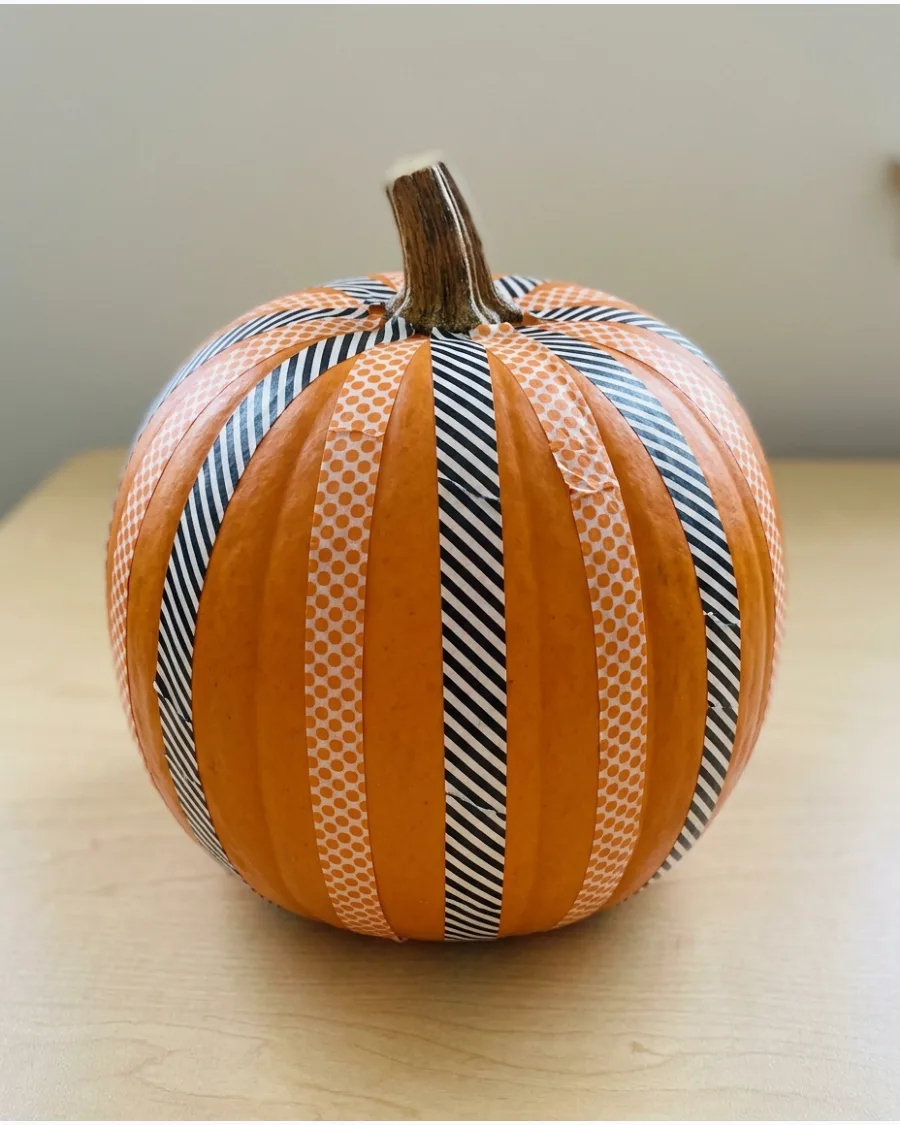 9. Washi-Tape Pattern Pumpkin