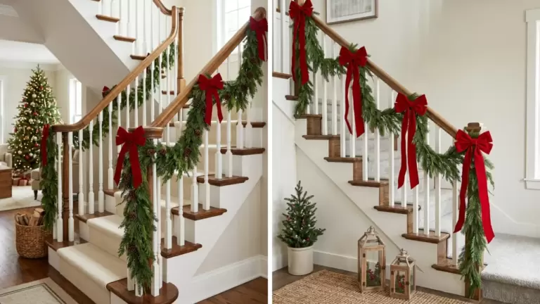 60 Stair Railing Christmas Decorating Ideas