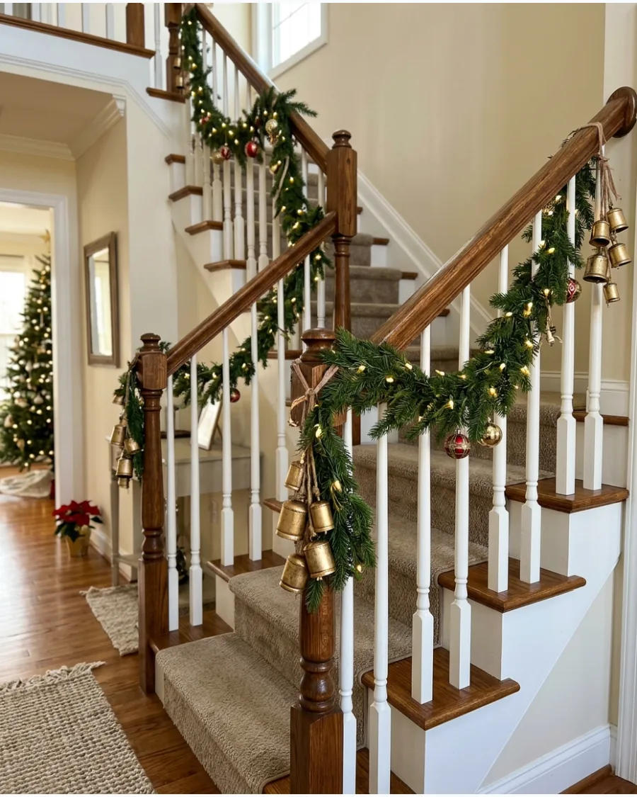 10. Traditional Christmas Banister With Bells
