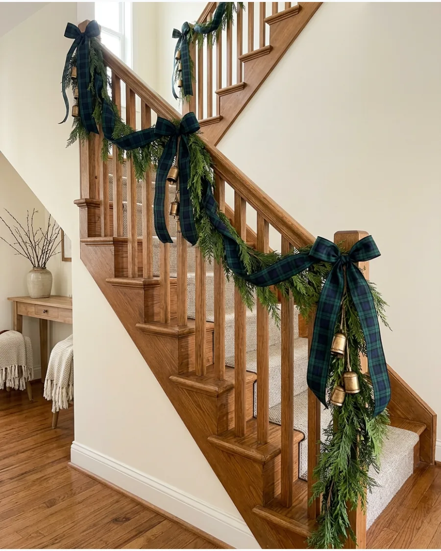 15. Black Watch Plaid Staircase Garland