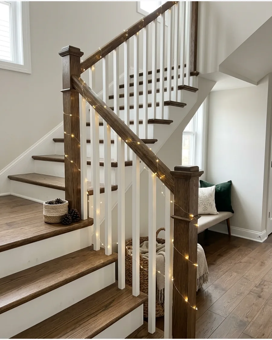 22. Fairy Light Christmas Banister
