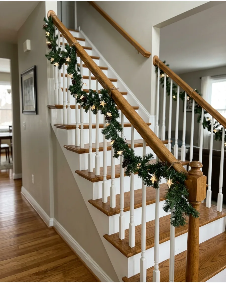 26. Star Light Christmas Stair Railing